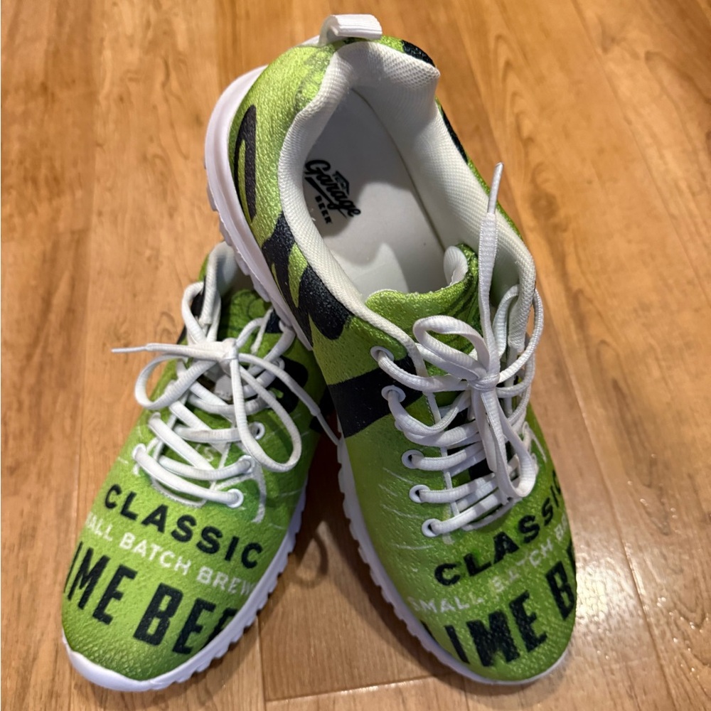 Garage beer  Men’s Lime Green Athletic Sneakers - Classic Print
